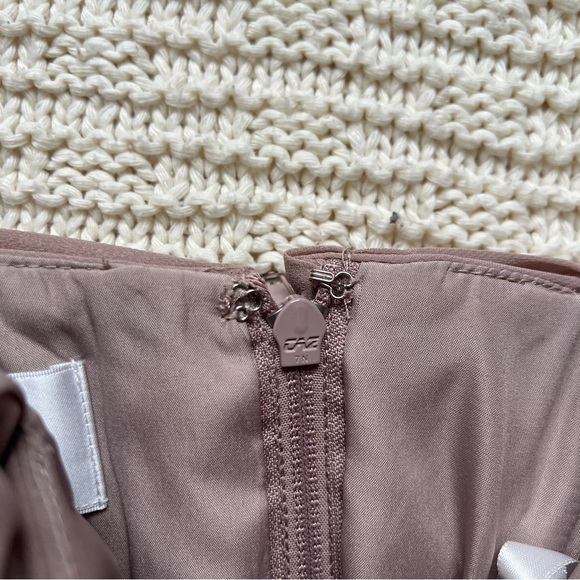 AZAZIE Flowy Pleated Chiffon Long Dress | Taupe | Size: A6 | Women - Picture 9 of 10